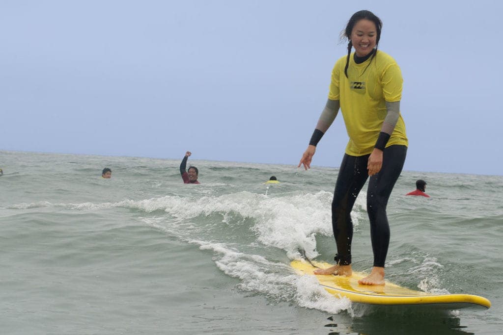 Students and Instructors surfing