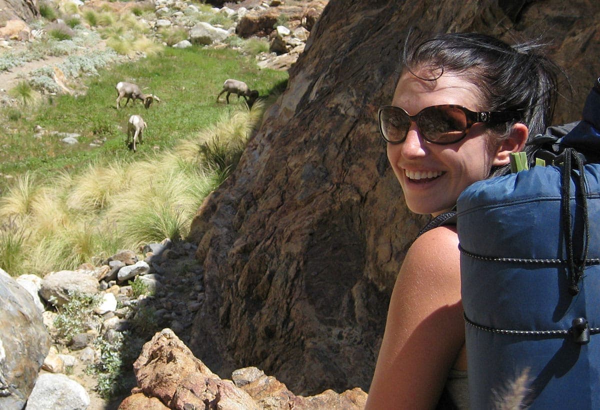 Female hiker and Borregos